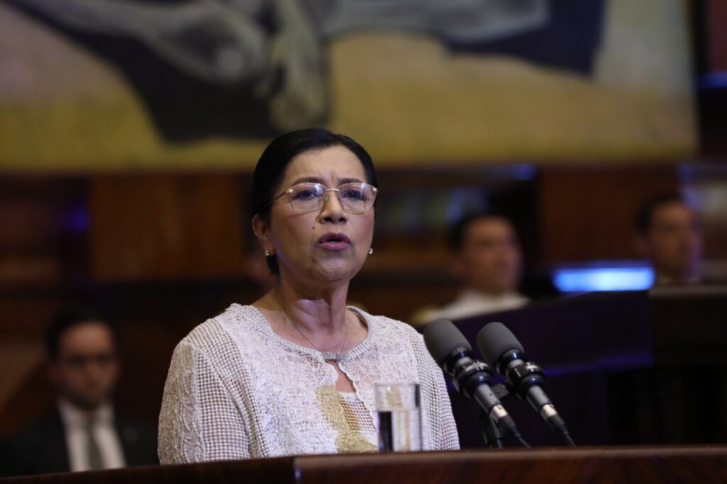 Guadalupe Llori, en su discurso previo al Informe a la Nación de Guillermo Lasso