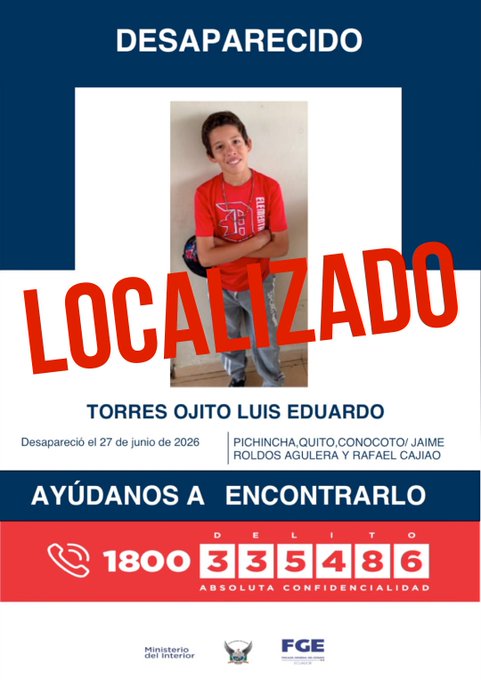 Localizan a último niño desaparecido tras salir de casa de acogida en Quito