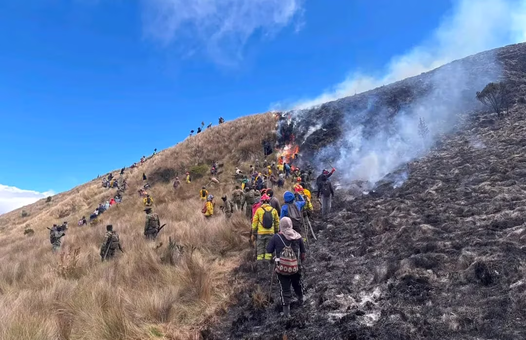 Cotacachi activa Puesto de Mando por incendio que arrasa 600 hectáreas