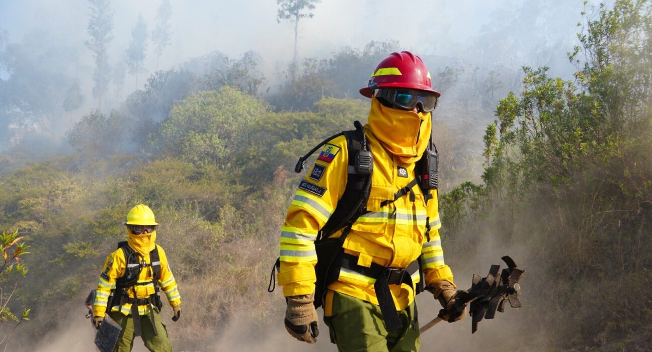 Quito: continúan labores para controlar incendio forestal en El Quinche